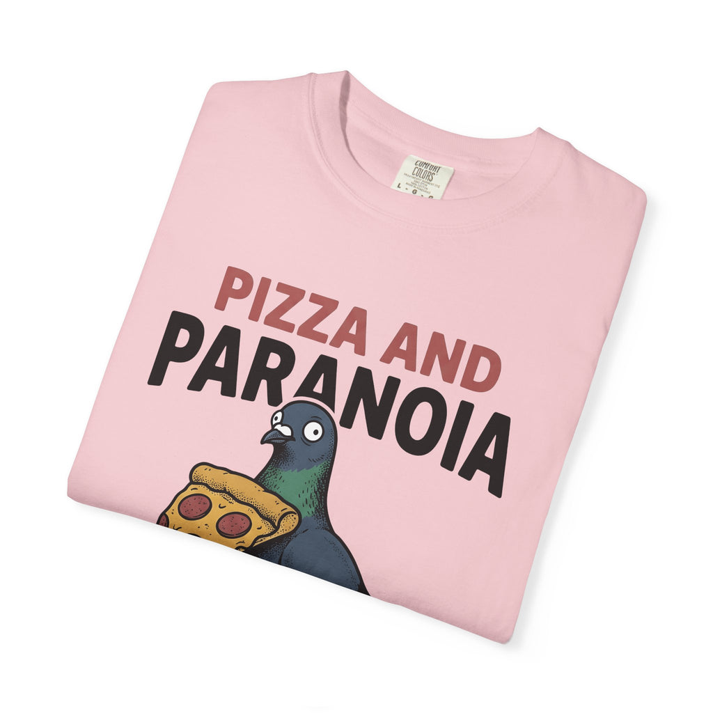 Bird Pizza T-Shirt Funny Wildlife Gift Women Animated T-Shirt Pizza T-Shirt Humor Fan Cartoon T-Shirt Animal Graphic Retro Meal T-Shirt