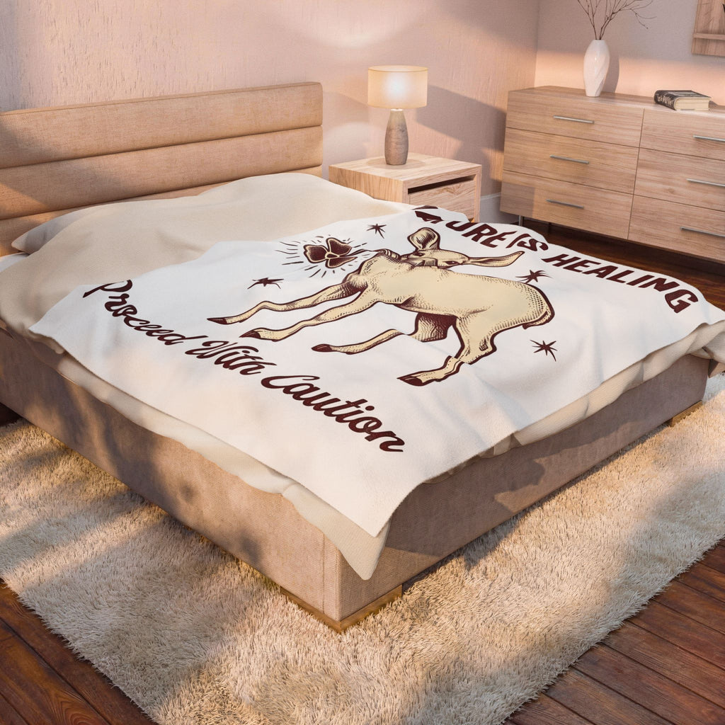 Buck Gas Mask Blanket Nature Fauna Gift Women Antique Blanket Gas Mask Blanket Wildlife Enthusiast Vintage Blanket Animal Graphic Ink Drawing Four