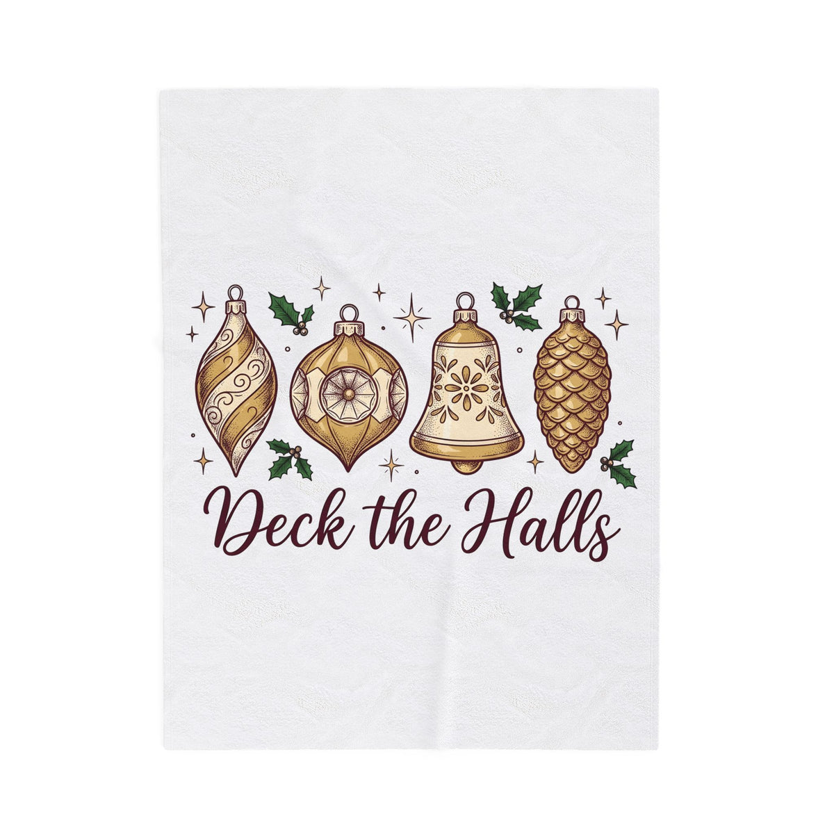 Festive Ornaments Blanket Christmas Event Gift Women Line Art Blanket Baubles Blanket Xmas Fan Illustration Graphic Blanket Hand Painted Pine