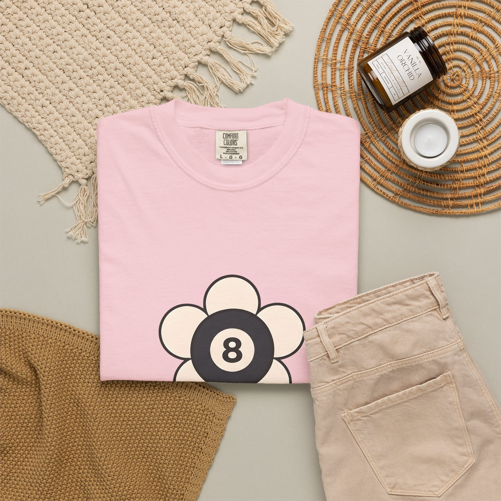 Eight Ball Flower Billiards Plants Gift Modern Magic Flower Pool Fan Artistic Floral Antique T-Shirt