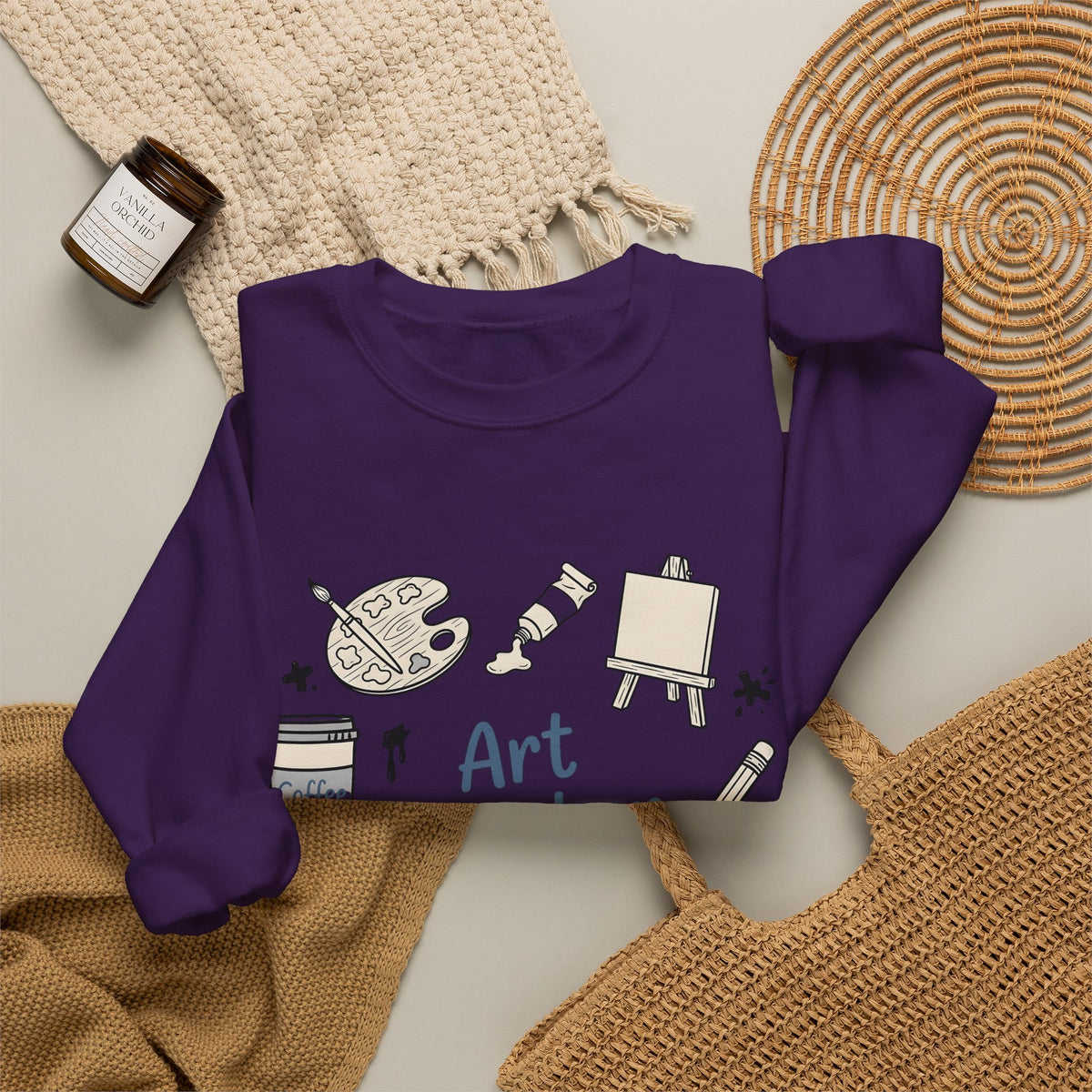 Painting Supplies Sweatshirt Teacher Study Gift Women Line Art Sweatshirt Art Materials Sweatshirt Educator Enthusiast Illustration Design Graphic Studying