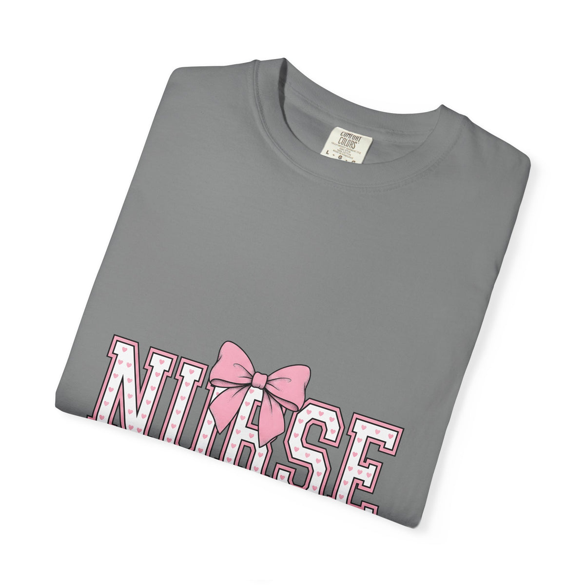 Blush Bow T-Shirt Nurse Thankfulness Gift Women Sweet T-Shirt Bow Tie T-Shirt Rn Fan Cute T-Shirt Gratitude Graphic Classic Heart Shapes T-Shirt