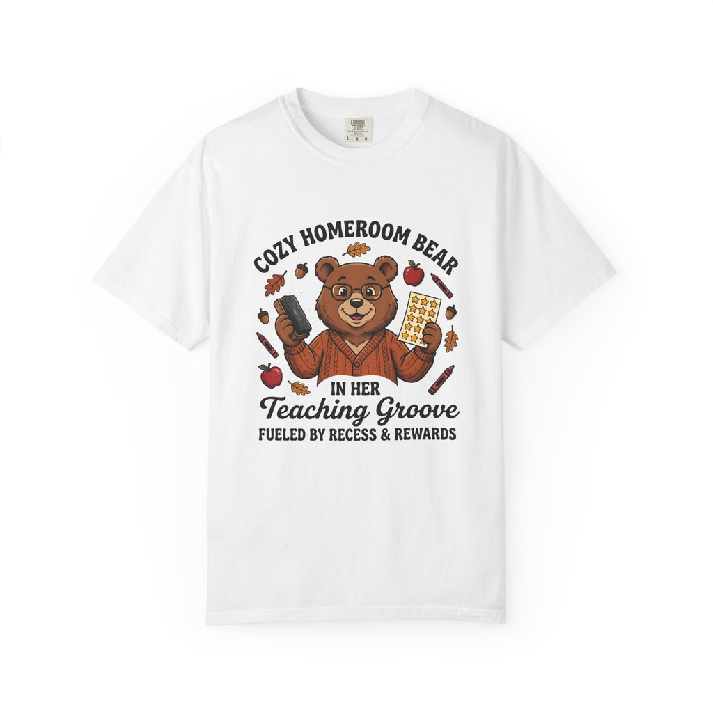 Bear Teacher T-Shirt Teachers Education Gift Women Cartoon T-Shirt Teddy Teacher T-Shirt Educator Enthusiast Comic T-Shirt Learning Graphic Hand