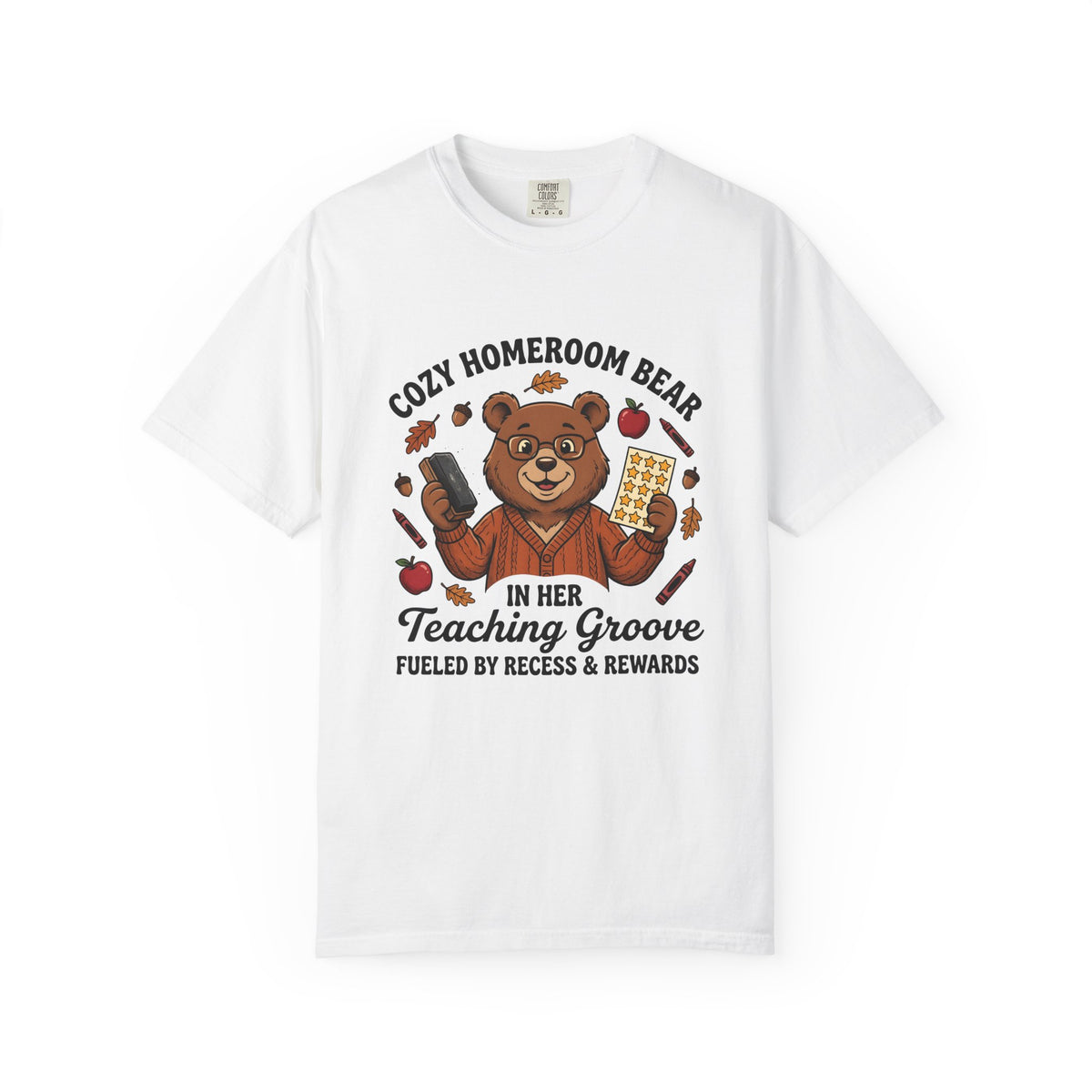 Bear Teacher T-Shirt Teachers Education Gift Women Cartoon T-Shirt Teddy Teacher T-Shirt Educator Enthusiast Comic T-Shirt Learning Graphic Hand