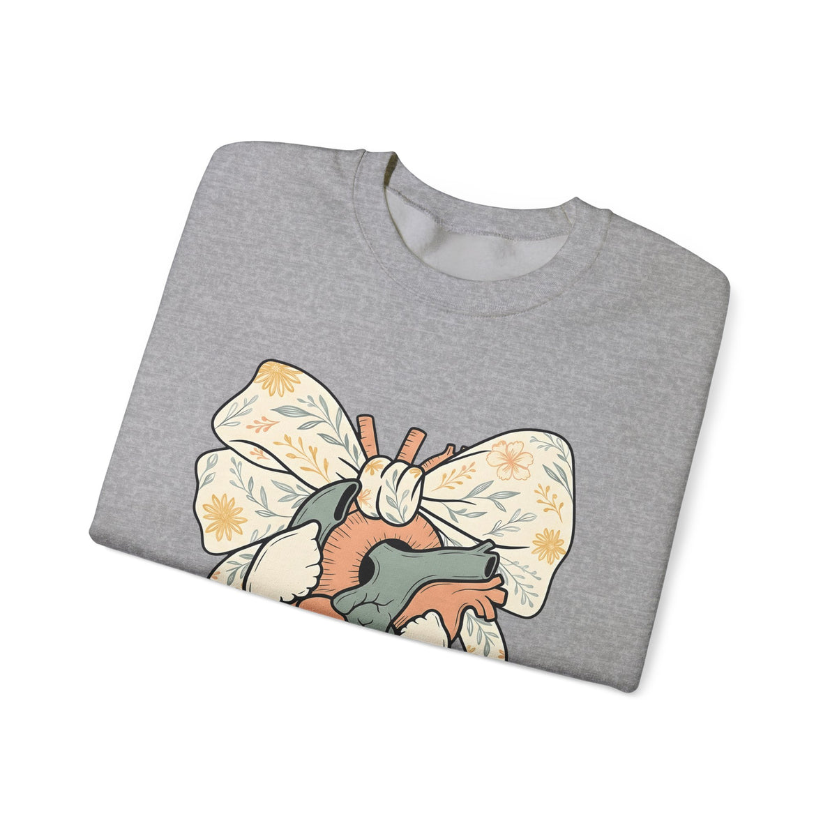 Realistic Heart Sweatshirt Nurses Medicine Gift Women Flower Sweatshirt Heart Sweatshirt Nurse Enthusiast Floral Sweatshirt Medical Graphic Classic Knot Sweatshirt