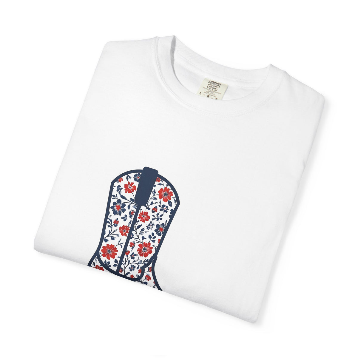 Western Boot America 4Th Of July Cowboy Gift Flower Boot Patriot Fan Floral Rodeo T-Shirt