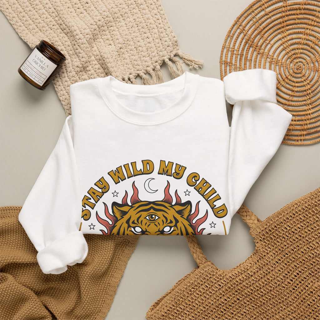 Tiger Head Sweatshirt Boho Chic Animal Gift Women Psychedelic Sweatshirt Tiger Sweatshirt Hippie Fan Tribal Graphic Vintage Rose Sweatshirt