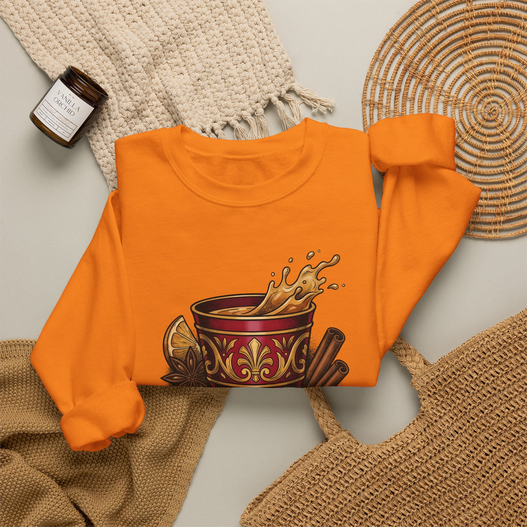 Hot Spiced Drink Holiday Yuletide Gift Farmhouse Mulled Wine Christmas Fan Rustic Winter Outline Sweatshirt