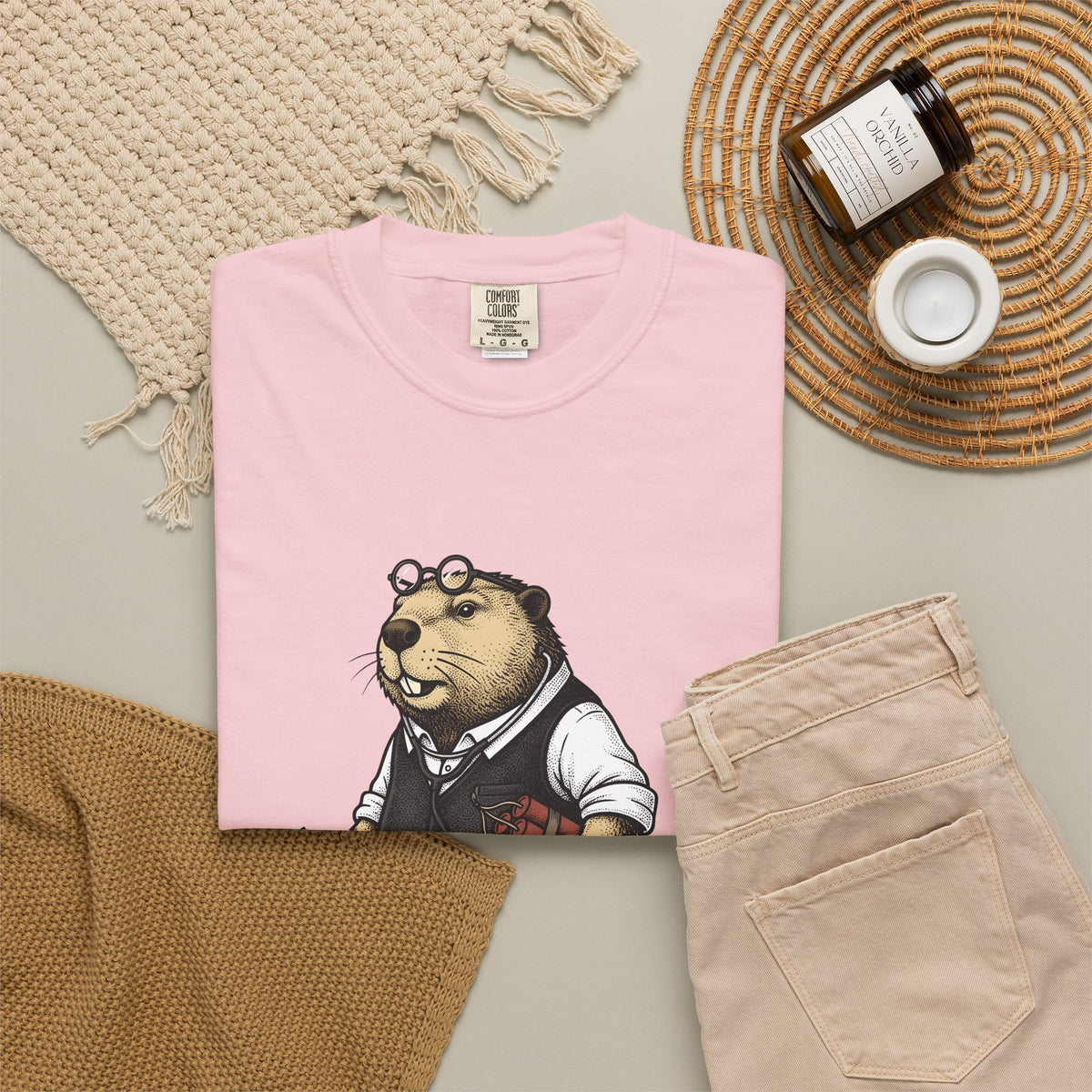 Beaver Apparel T-Shirt Funny Fauna Gift Women Caricature T-Shirt Beaver T-Shirt Humor Fan Cartoon T-Shirt Wildlife Graphic Old School Cash Money