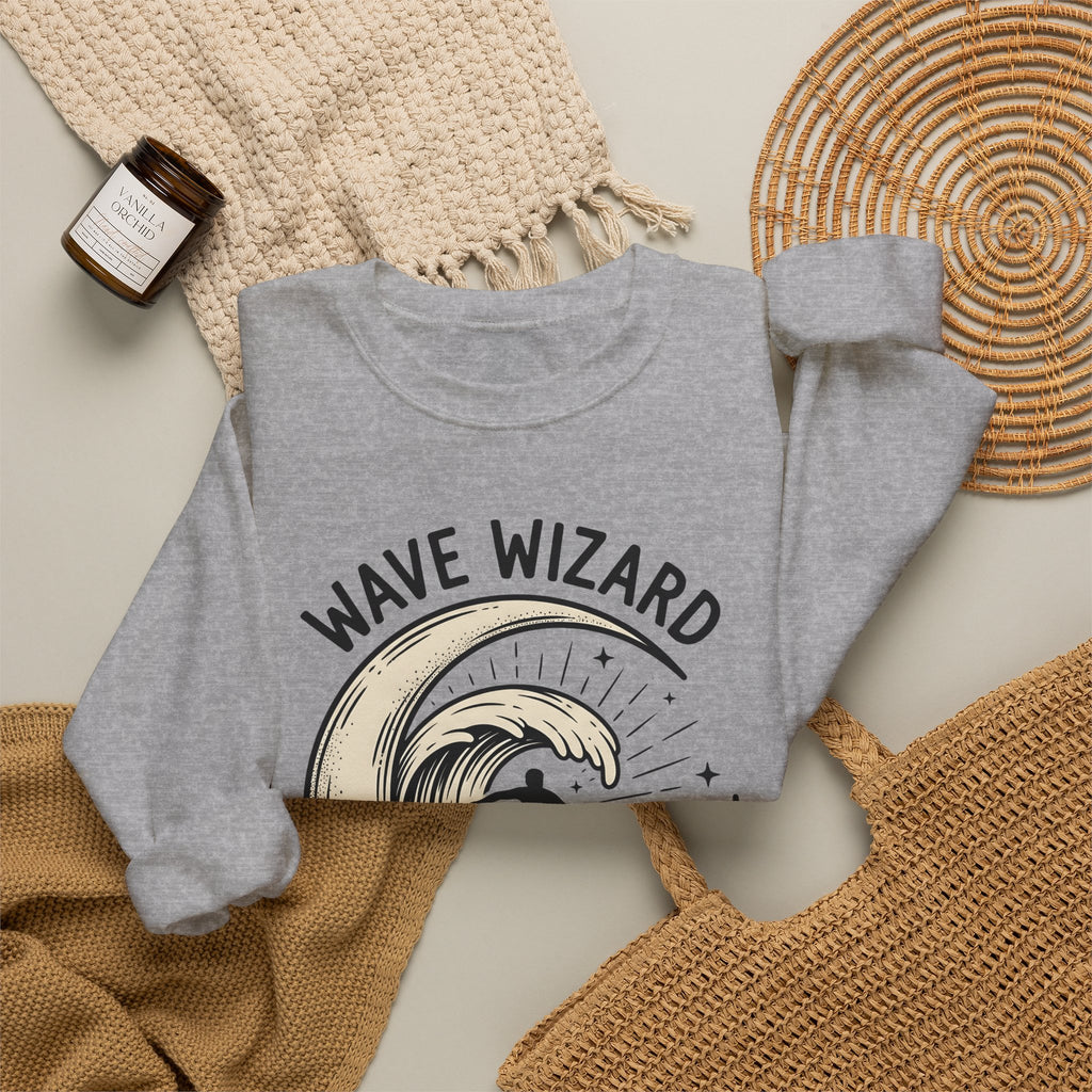 Surf Break Sweatshirt Surfing Coast Gift Women Hand Drawn Sweatshirt Wave Sweatshirt Surfer Fan Beach Graphic Illustration Line Art Star Motifs Sweatshirt
