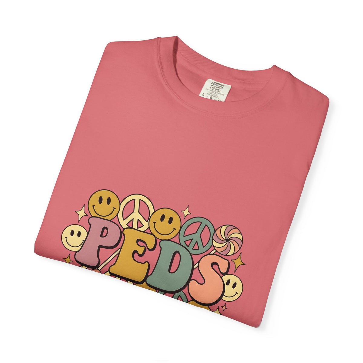 Happy Face Peace Symbol T-Shirt Nurses Kids Gift Women Cartoon T-Shirt Smiley T-Shirt Nurse Enthusiast Comic T-Shirt Youth Graphic Vintage Candy