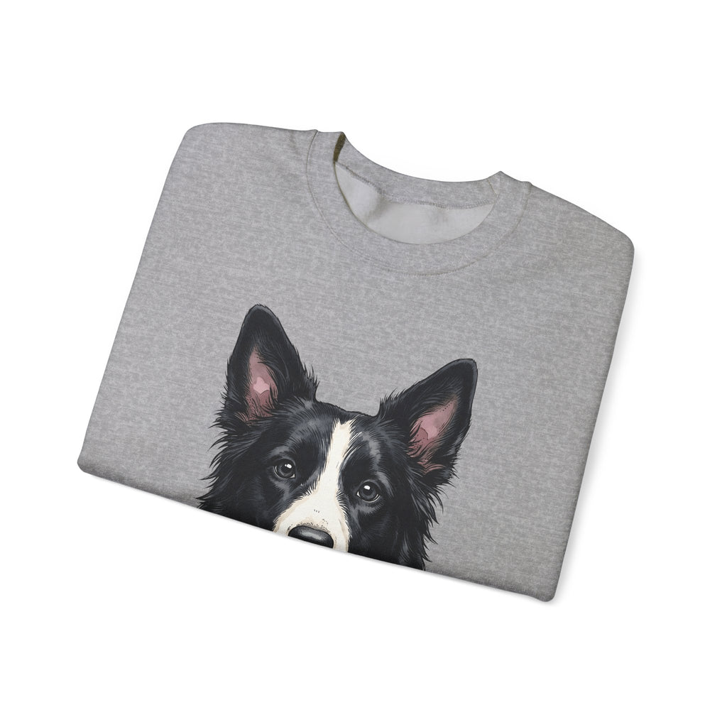 Border Collie Puppy Sweatshirt Dog Pets Gift Women Line Art Sweatshirt Puppy Sweatshirt Dog Fan Collie Sweatshirt Animal Graphic Hand Drawn Woven Collar Sweatshirt