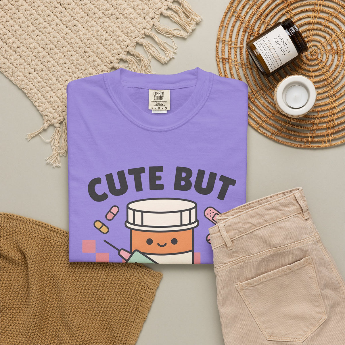 Pill Bottle Syringe T-Shirt Nurses Medical Gift Women Kawaii T-Shirt Medication T-Shirt Nurse Enthusiast Cute T-Shirt Healthcare Graphic Cartoon