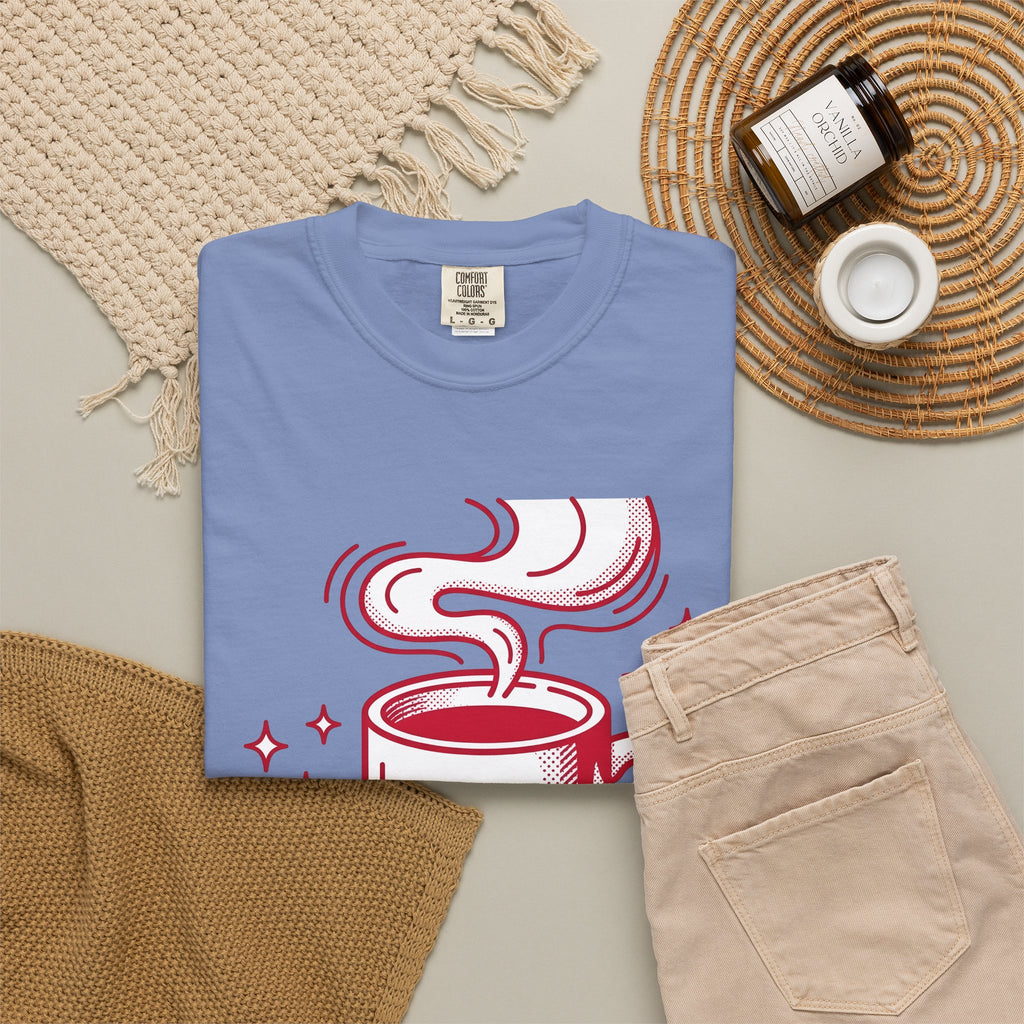 Coffee Cup T-Shirt St. Valentine's Day Coffee Gift Women Pop Art T-Shirt T-Shirt T-Shirt Valentine Fan Pop Art T-Shirt Coffee Design Retro Stars T-Shirt