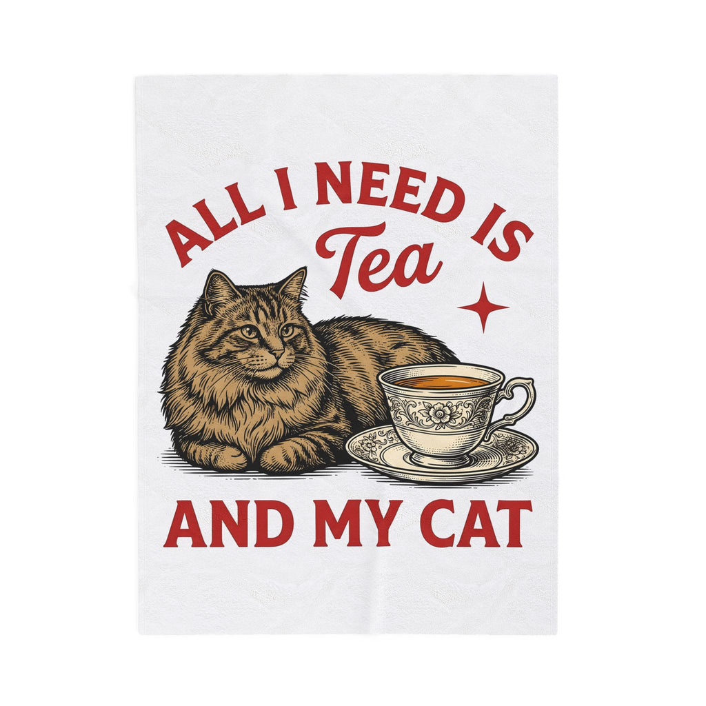 Cat Tea Cup Blanket Cat Tea Gift Women Vintage Blanket Kitty Blanket Feline Fan Retro Blanket Tea Infusion Graphic Hand Drawn Star Blanket