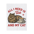 Cat Tea Cup Blanket Cat Tea Gift Women Vintage Blanket Kitty Blanket Feline Fan Retro Blanket Tea Infusion Graphic Hand Drawn Star Blanket