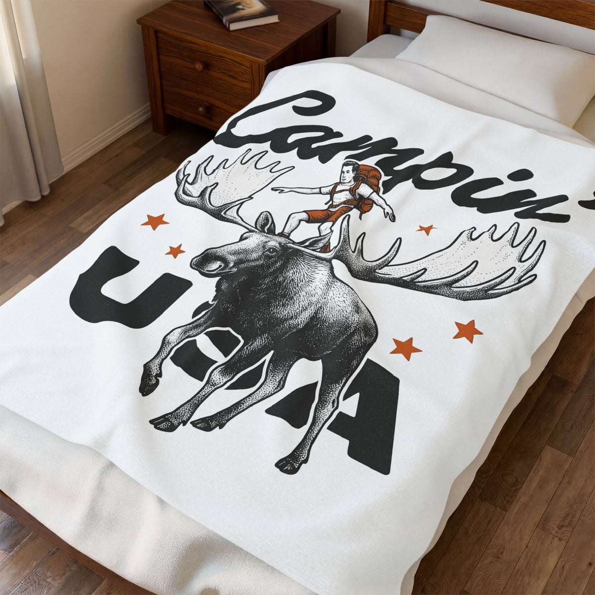 Deer Rv Blanket America Hiking Gift Women Rustic Blanket Camper Blanket Patriot Fan Country Blanket Trekker Graphic Doodle Shining Stars Blanket