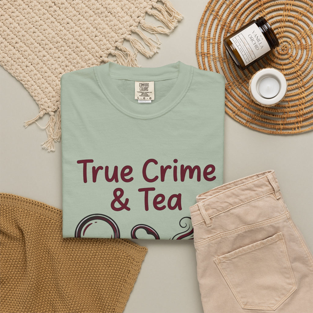 Teacup T-Shirt Drinks Suspense Gift Women Line Art T-Shirt Teapot T-Shirt Beverage Fan Illustration Graphic Mystery Cartoon Magnifier T-Shirt