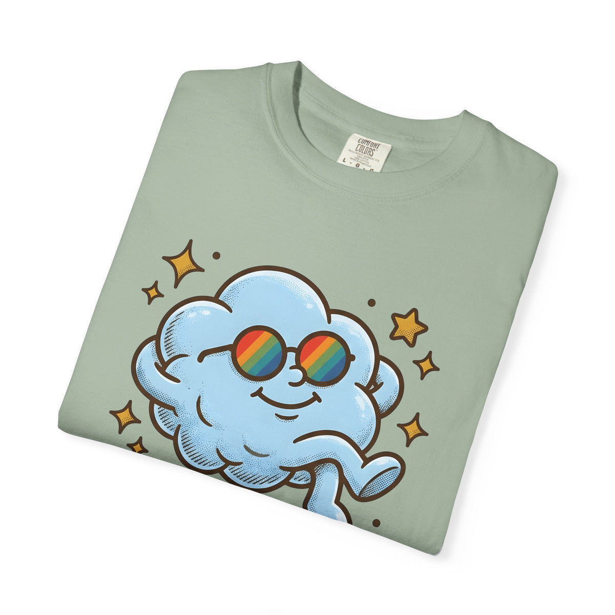 Smiling Cloud Boho Chic Inspiration Gift Comic Cloud Hippie Fan Cartoon Motivational Vintage T-Shirt