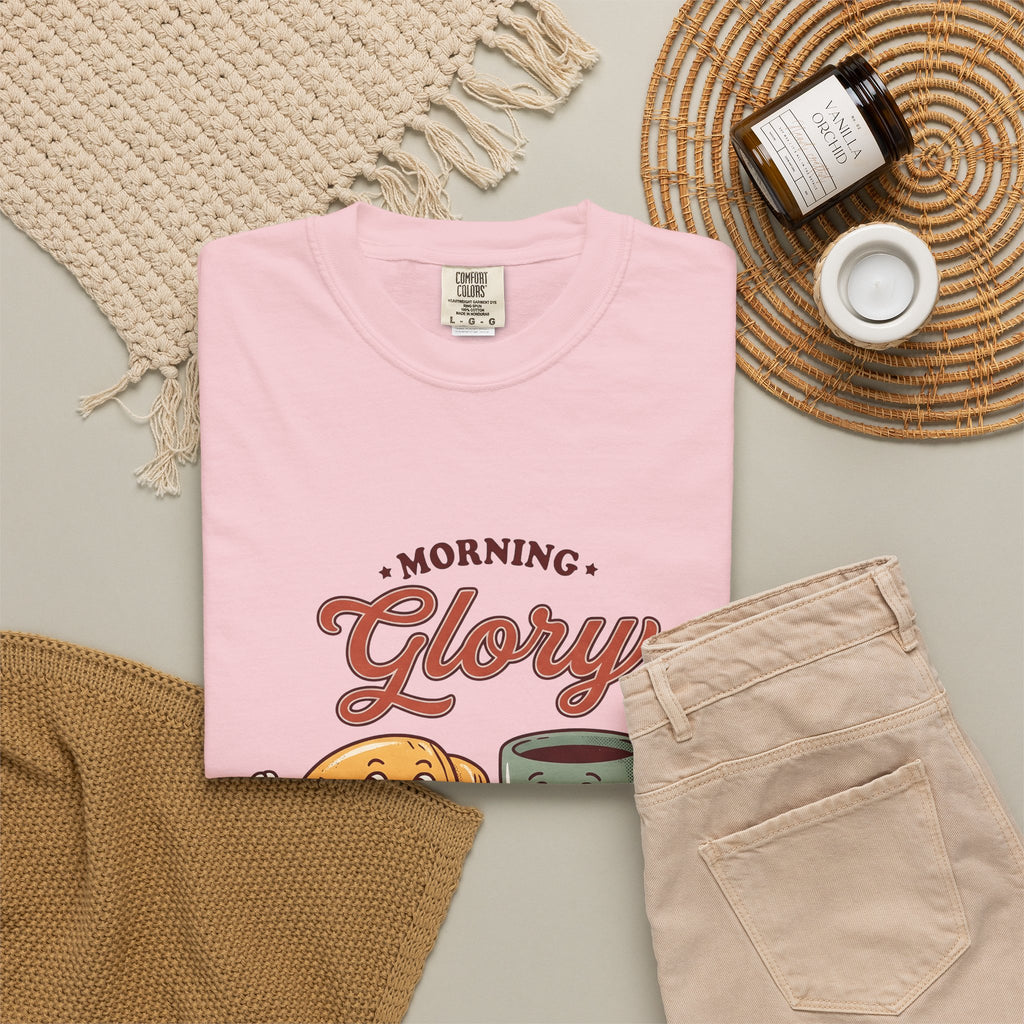 Croissant Espresso Cup T-Shirt Coffee Morning Meal Gift Women Illustration T-Shirt Coffee T-Shirt T-Shirt Coffee Fan Coffee Art T-Shirt Breakfast