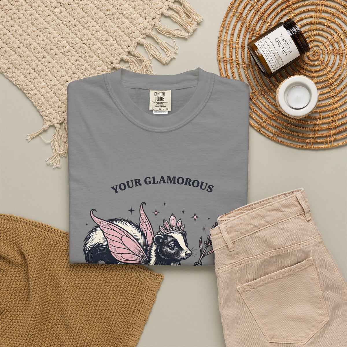 Fairy Skunk T-Shirt Cute Wildlife Gift Women Playful T-Shirt Skunk T-Shirt Adorable Fan Whimsy Graphic T-Shirt Retro Tiara T-Shirt