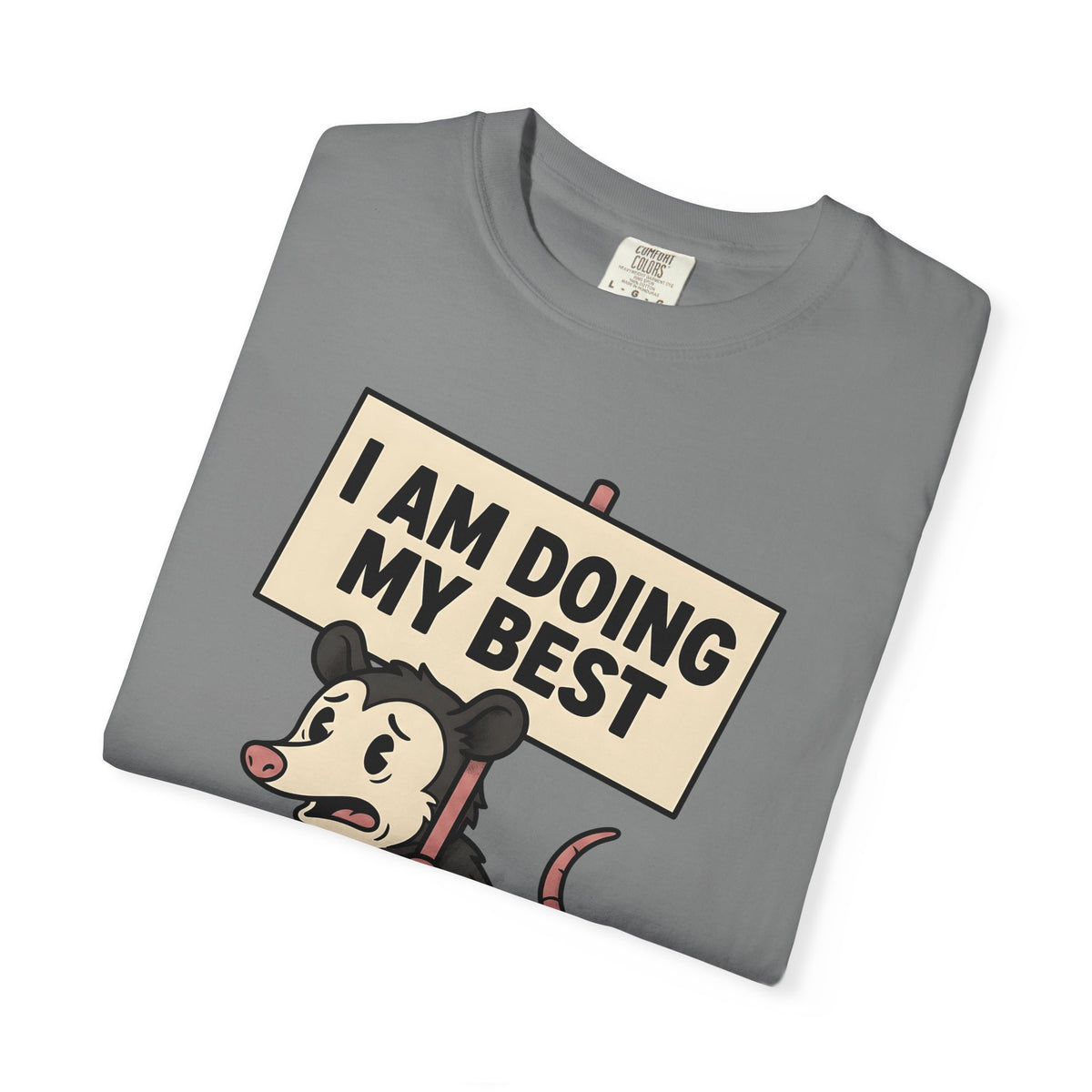 Possum Drawing T-Shirt Funny Creatures Gift Women Animated T-Shirt Opossum T-Shirt Humor Fan Cartoon T-Shirt Animal Graphic Doodle Demonstration