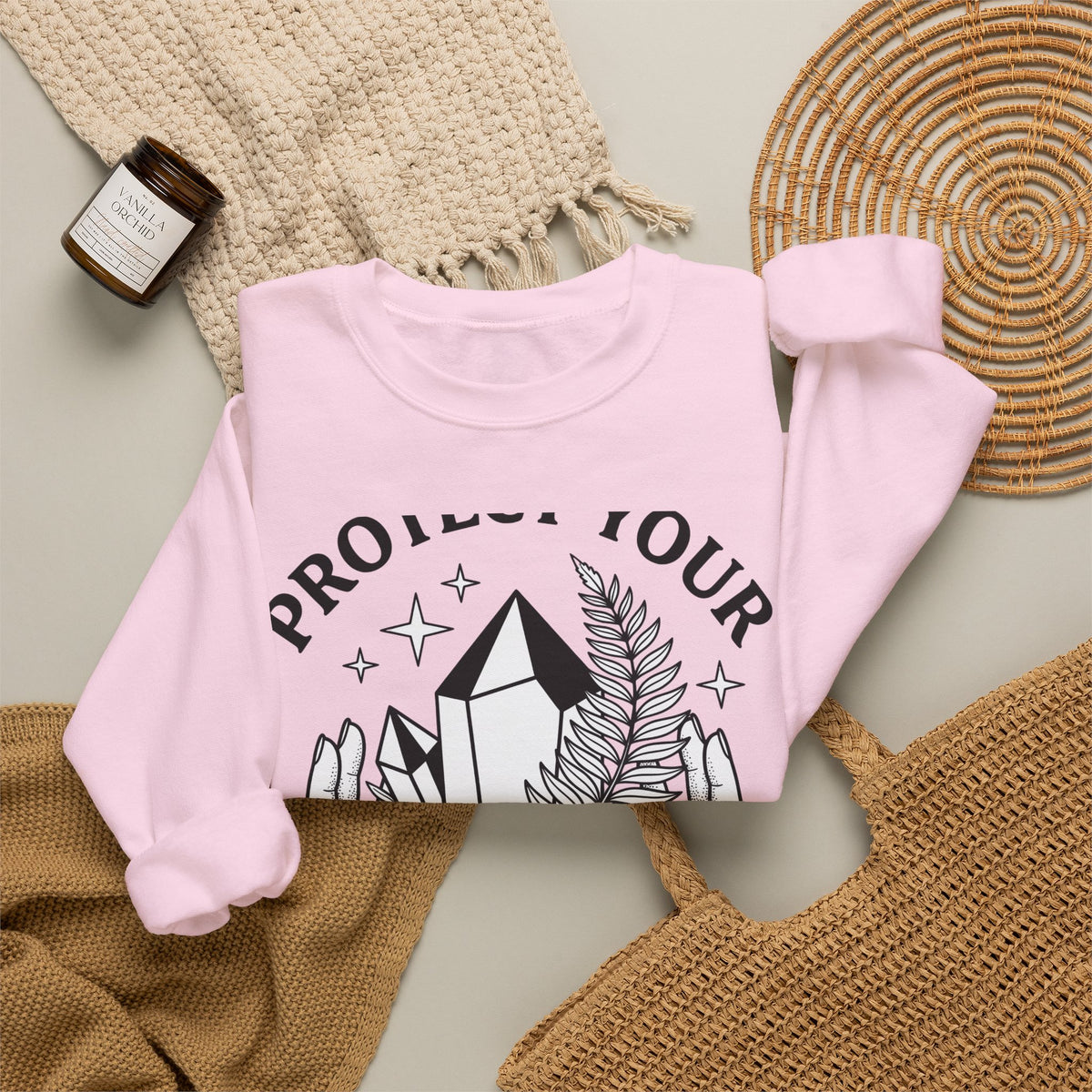Crystal Hands Sweatshirt Boho Chic Spirituality Gift Women Line Art Sweatshirt Healing Crystal Sweatshirt Boho Fan Illustrative Design Spiritual Graphic