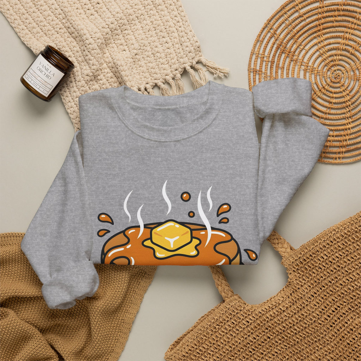 Pancake Stack Desserts Breakfast Gift Cartoon Pancakes Sweets Fan Cartoony Morning Bold Syrup Sweatshirt