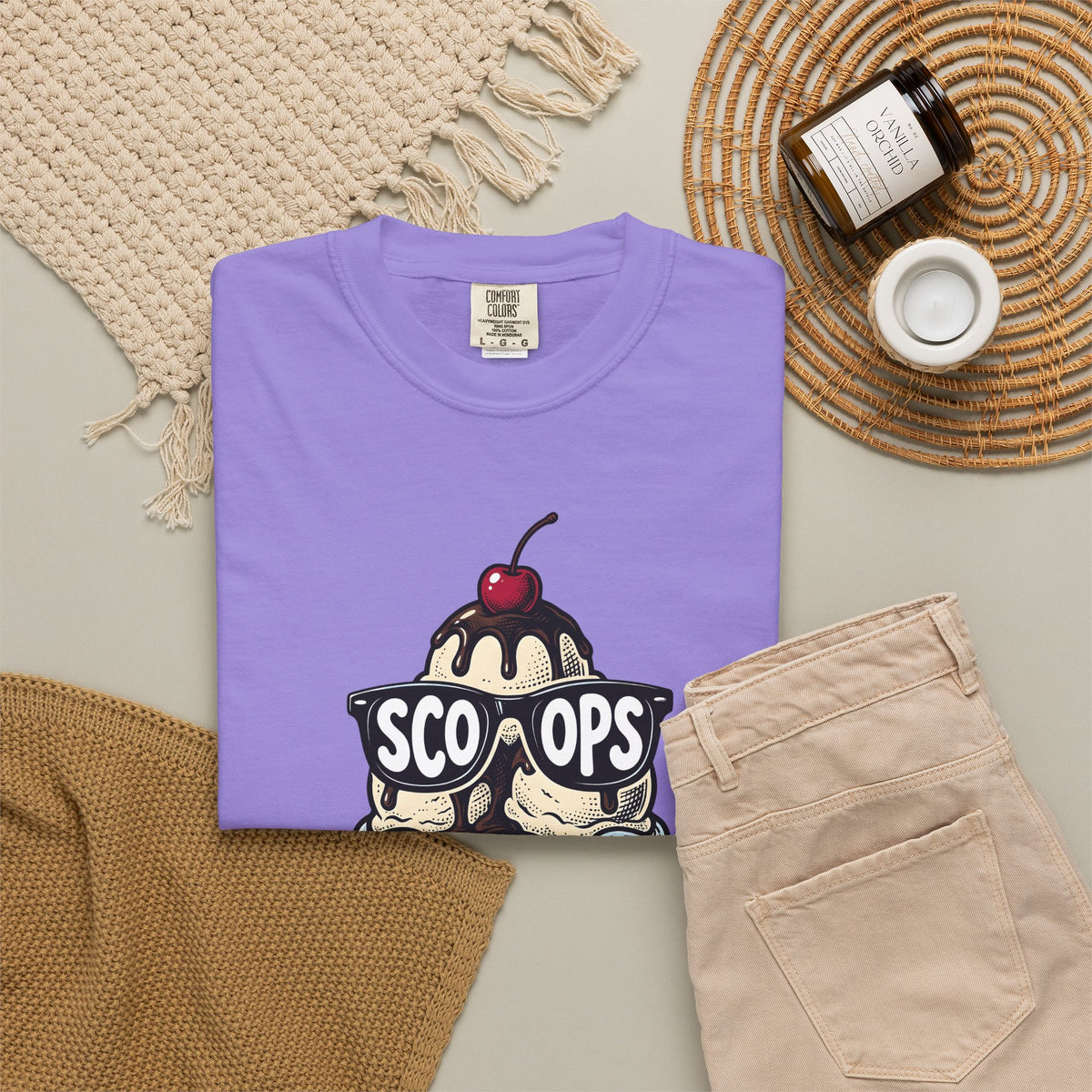 Ice Cream Cone T-Shirt Desserts Cuisine Gift Women Comic T-Shirt Ice Cream T-Shirt Sweets Fan Cartoon T-Shirt Food Graphic Vintage Shades T-Shirt