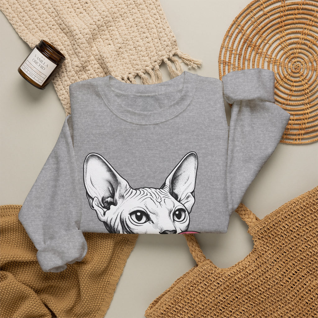 Sphynx Feline Sweatshirt Cat Pet Supplies Gift Women Neo Traditional Sweatshirt Cat Sweatshirt Cat Fan Faux Illustration Pet Accessories Graphic Clean