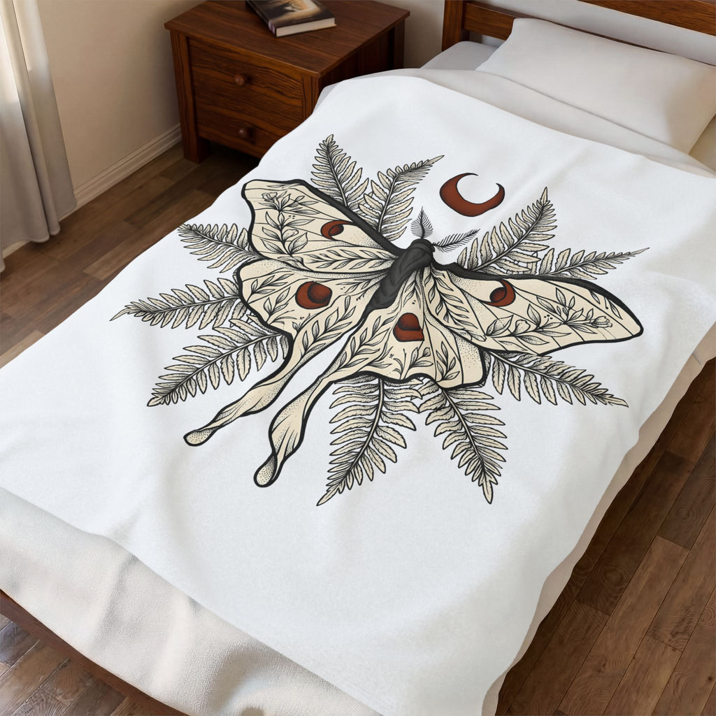 Luna Moth Blanket Boho Chic Nature Gift Women Botanical Blanket Actias Luna Blanket Hippie Fan Botanical Illustration Blanket Environmental Graphic
