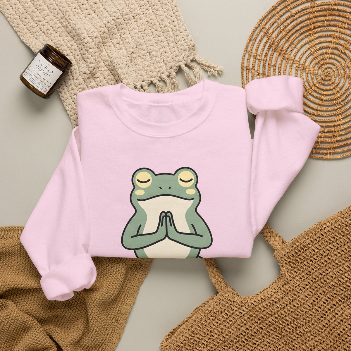 Yoga Frog Sweatshirt Yoga Nature Gift Women Sketch Sweatshirt Toad Sweatshirt Yoga Enthusiast Drawing Illustration Wildlife Graphic Clean Standing Pose