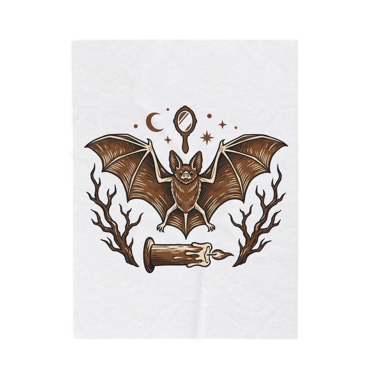 Bat Drawing Blanket Boho Chic Magic Gift Women Creepy Blanket Bat Blanket Bohemian Fan Spooky Blanket Mystical Graphic Sketch Taper Candle Blanket