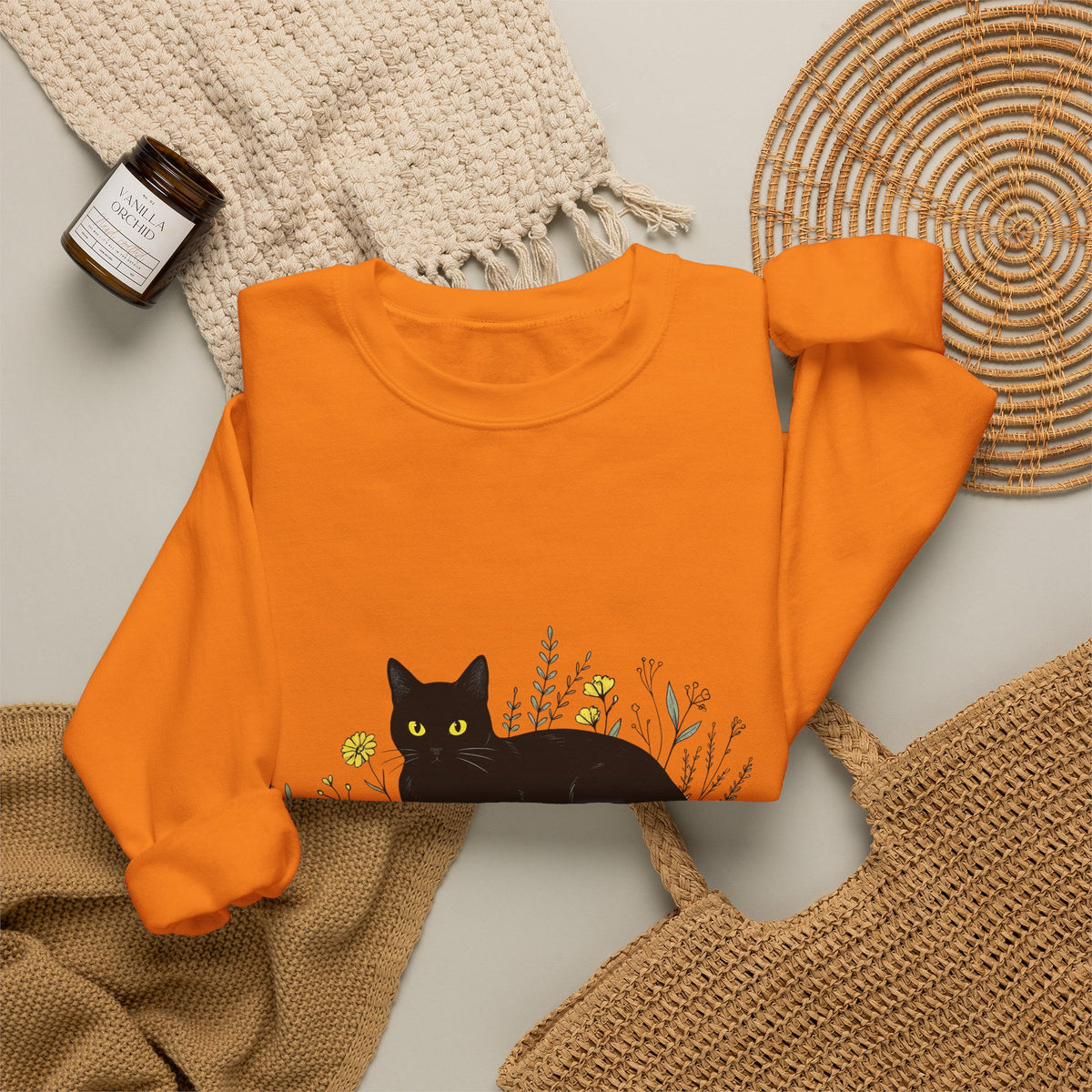 Black Cat Sweatshirt Cat Witchcraft Gift Women Botanical Sweatshirt Cat Sweatshirt Feline Fan Botanical Sweatshirt Occult Graphic Vintage Tarot Cards Sweatshirt