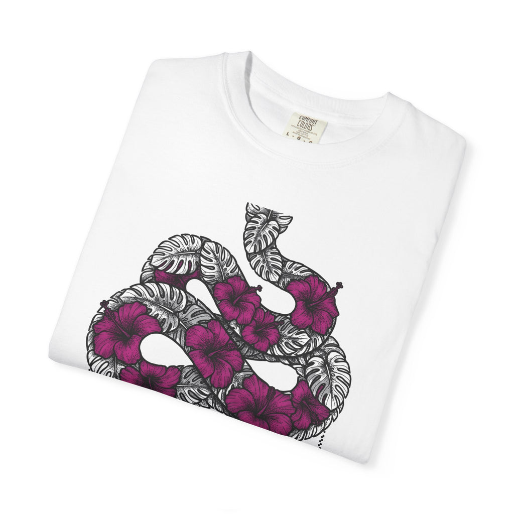 Serpent Flower T-Shirt Boho Chic Spiritual Gift Women Hippie T-Shirt Snake Flower T-Shirt Bohemian Enthusiast Psychedelic T-Shirt Mystical Graphic