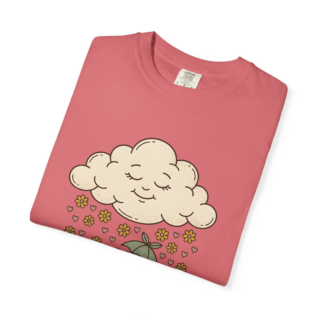Joyful Cloud T-Shirt Boho Chic Encouragement Gift Women Cartoon T-Shirt Cloud T-Shirt Bohemian Fan Illustrated Graphic T-Shirt Hand Drawn Bloom