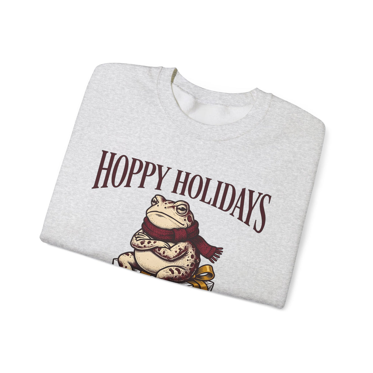 Frog Keepsake Sweatshirt Christmas Critters Gift Women Traditional Sweatshirt Toad Sweatshirt Xmas Fan Hand Drawn Sweatshirt Creature Graphic Outline Muffler