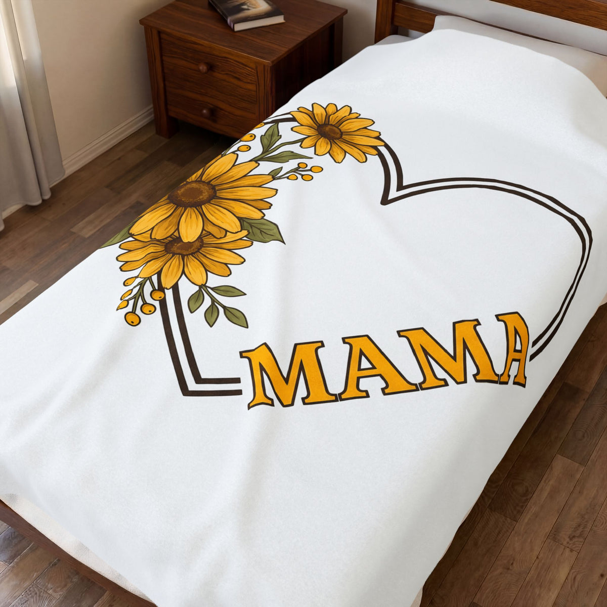 Sunflower Heart Blanket Moms Floral Gift Women Boho Blanket Sunflower Blanket Motherhood Enthusiast Hippie Blanket Floral Graphic Vintage Leaves