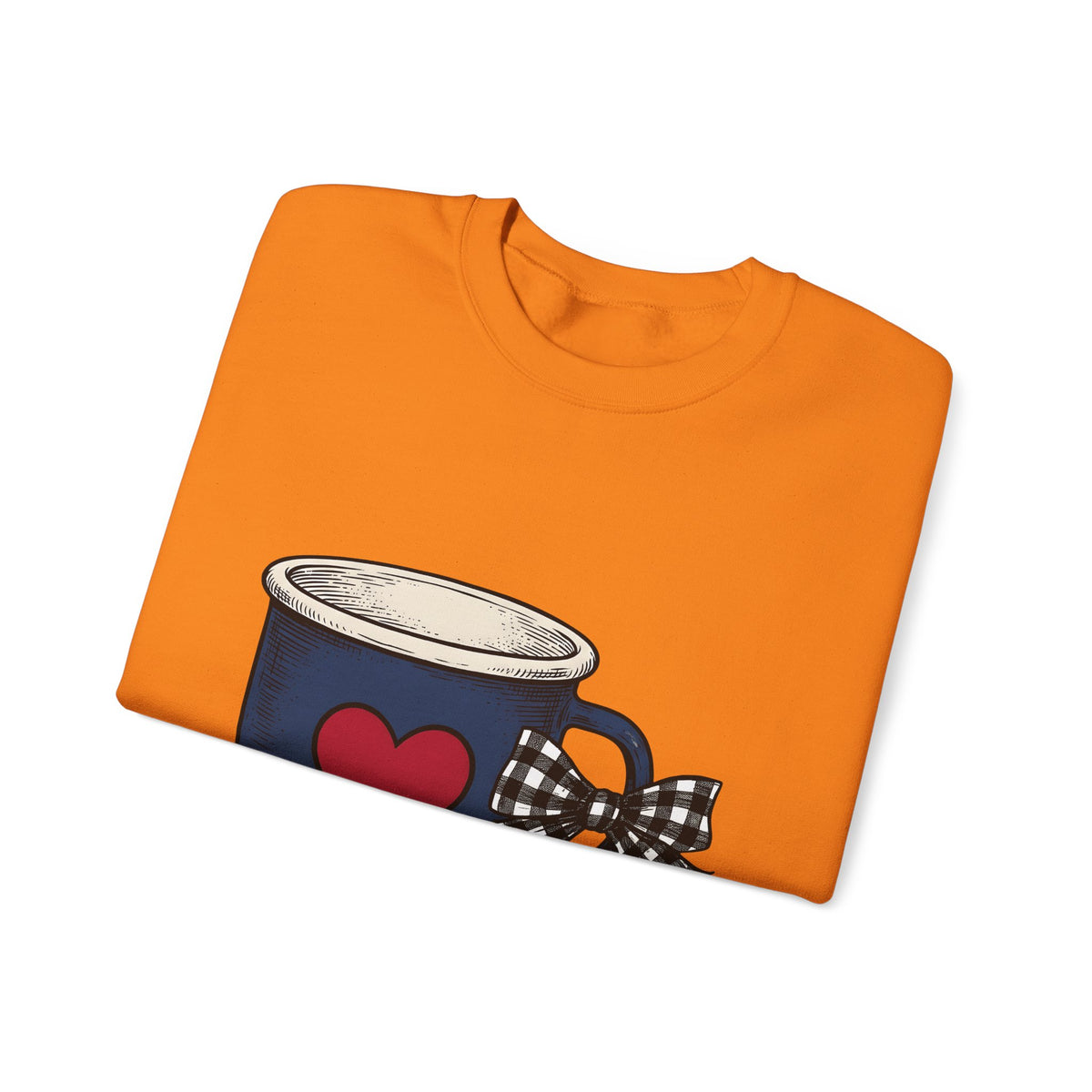 Heart Mug Holiday Coffee Gift Hand Drawn Mug Christmas Fan Coffee Cup Vintage Plaid Sweatshirt