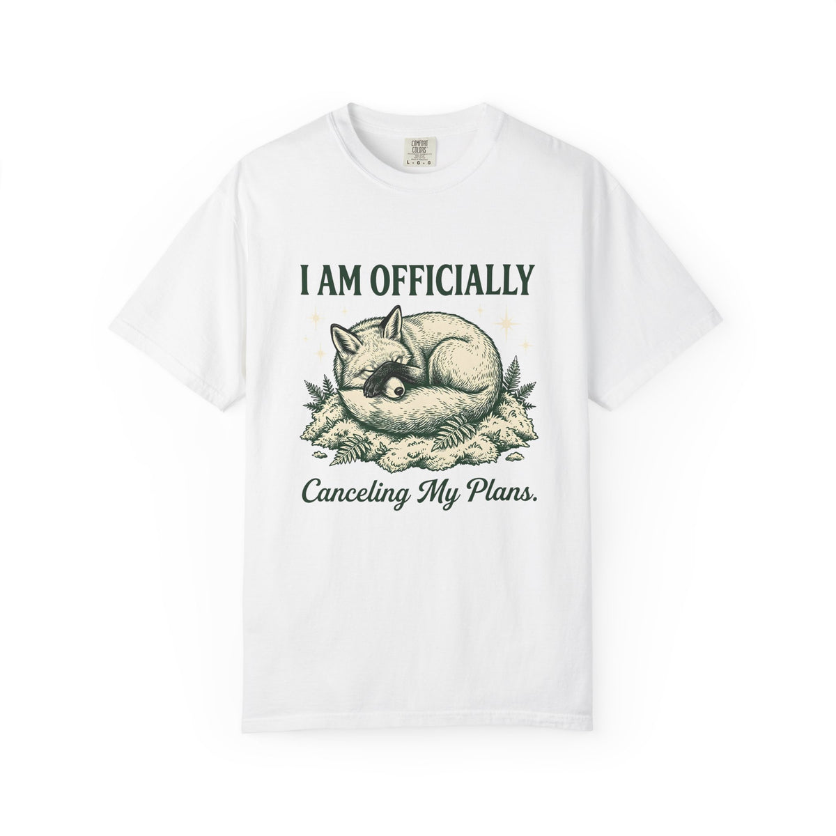 Resting Fox Funny Wildlife Gift Sketch Fox Humor Fan Drawing Retro Star Shapes T-Shirt