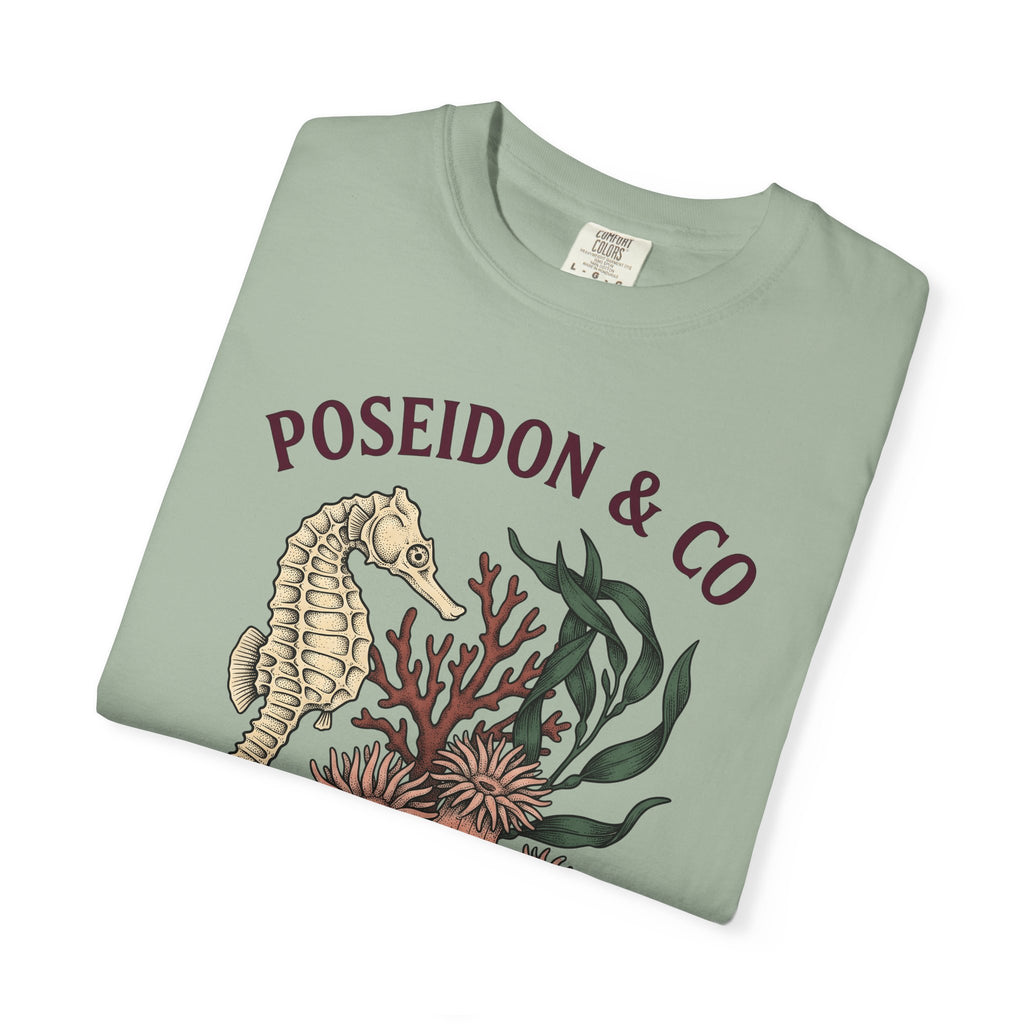 Seahorse Ocean Coastal Gift Old School Seahorse Marine Fan Sea Creature Coastal Ink T-Shirt