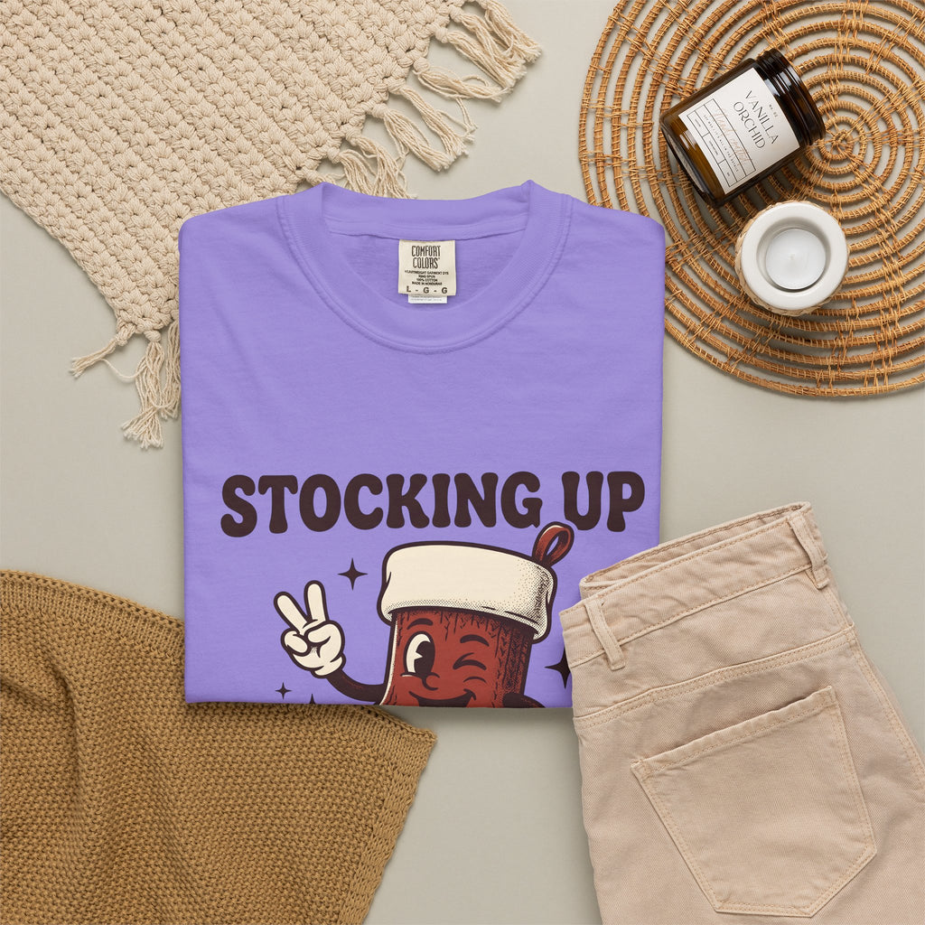 Christmas Stocking Character Christmas Humor Gift Vintage Stocking Holder Christmas Fan Retro T-Shirt