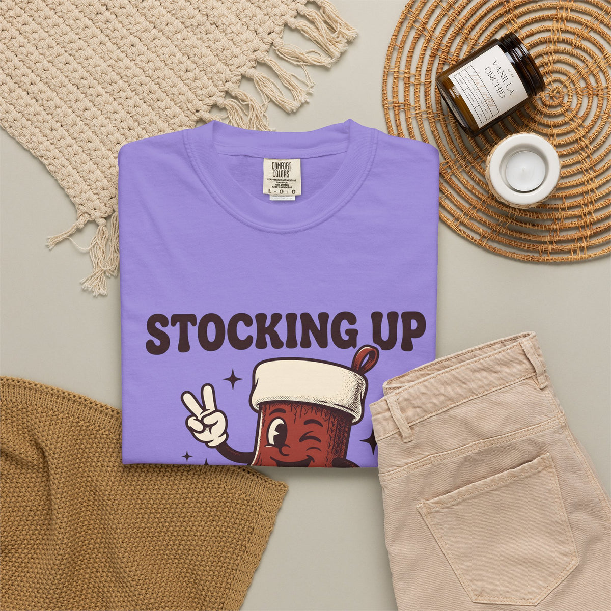 Christmas Stocking Character Christmas Humor Gift Vintage Stocking Holder Christmas Fan Retro T-Shirt