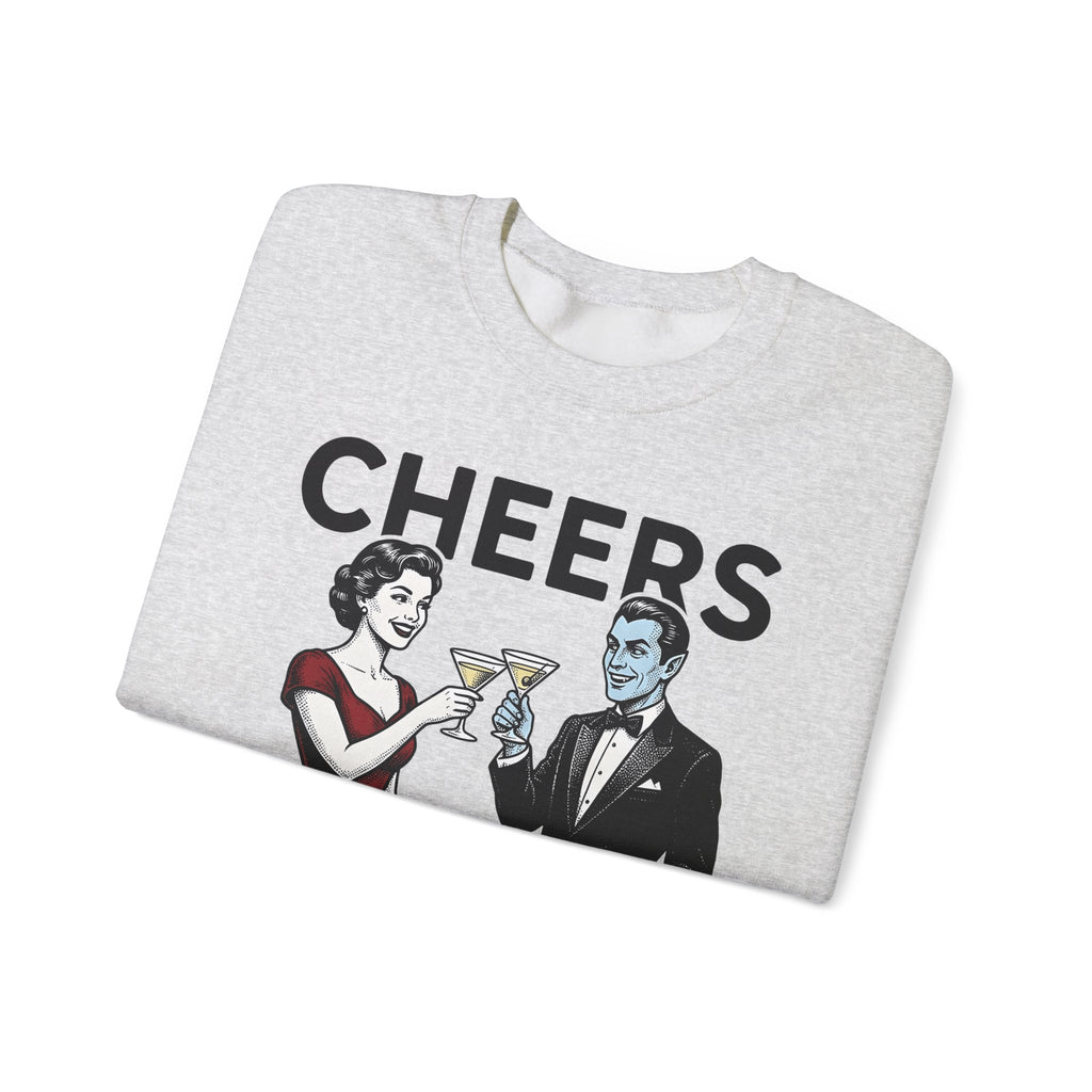 Vampire Duo Sweatshirt Halloween Event Gift Women Antique Sweatshirt Vampire Couple Sweatshirt Horror Fan Spooky Sweatshirt Party Graphic Old School Wine Glass