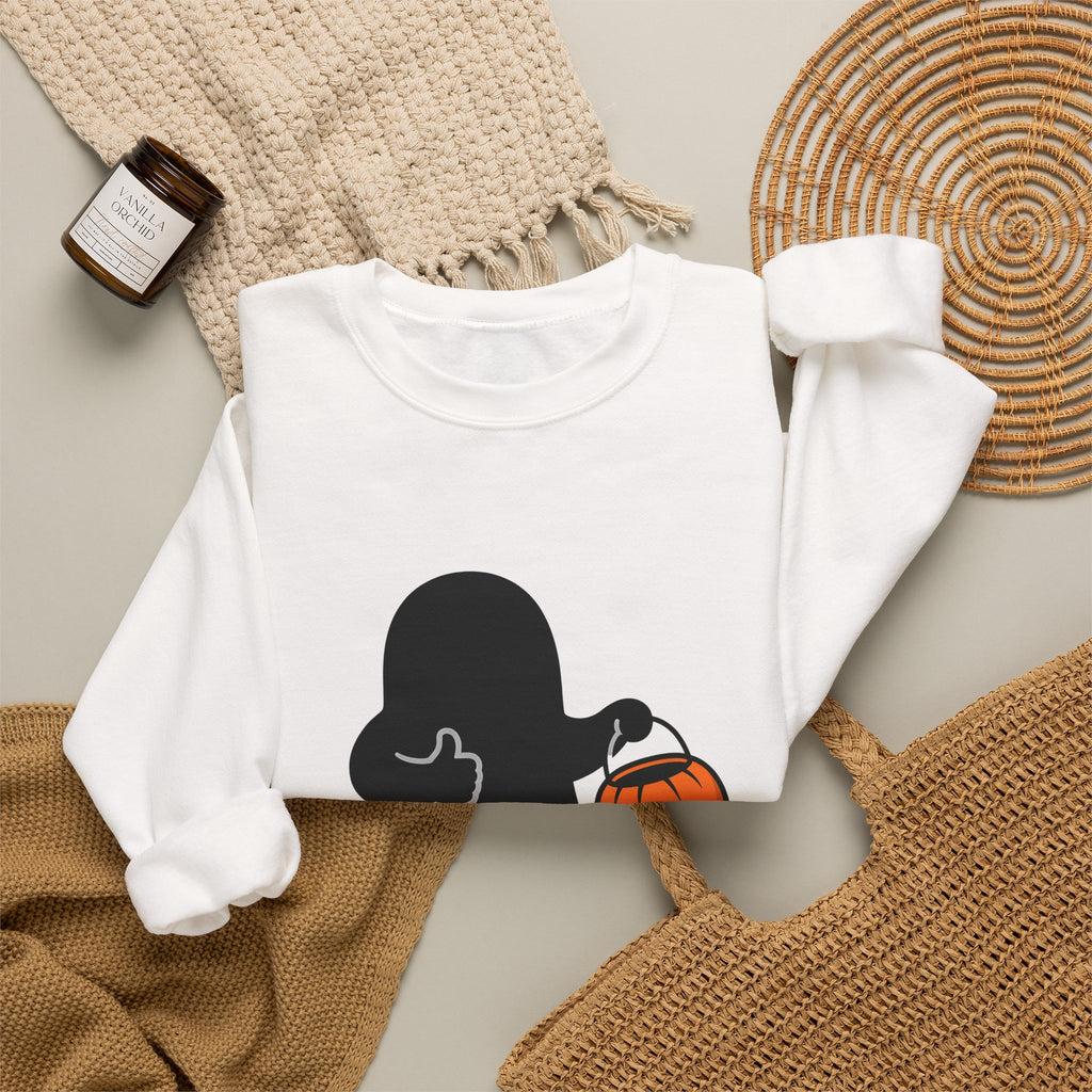 Ghost Halloween Satire Gift Specter Horror Fan Spooky Parody Plain Halloween Sweatshirt