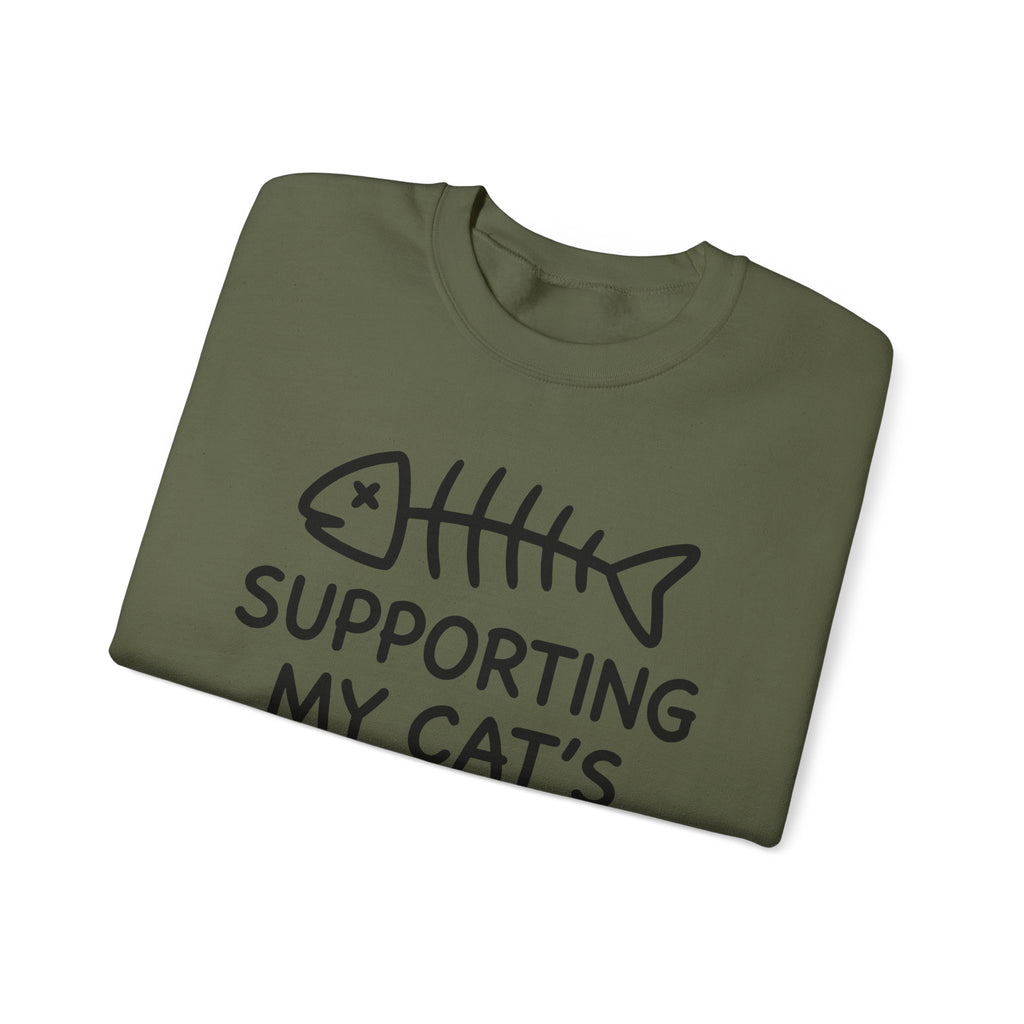 Fish Bone Sweatshirt Cat Funny Gift Women Cute Sweatshirt Fish Skeleton Sweatshirt Cat Fan Fishy Sweatshirt Humorous Graphic Sketch Cat Treats Sweatshirt