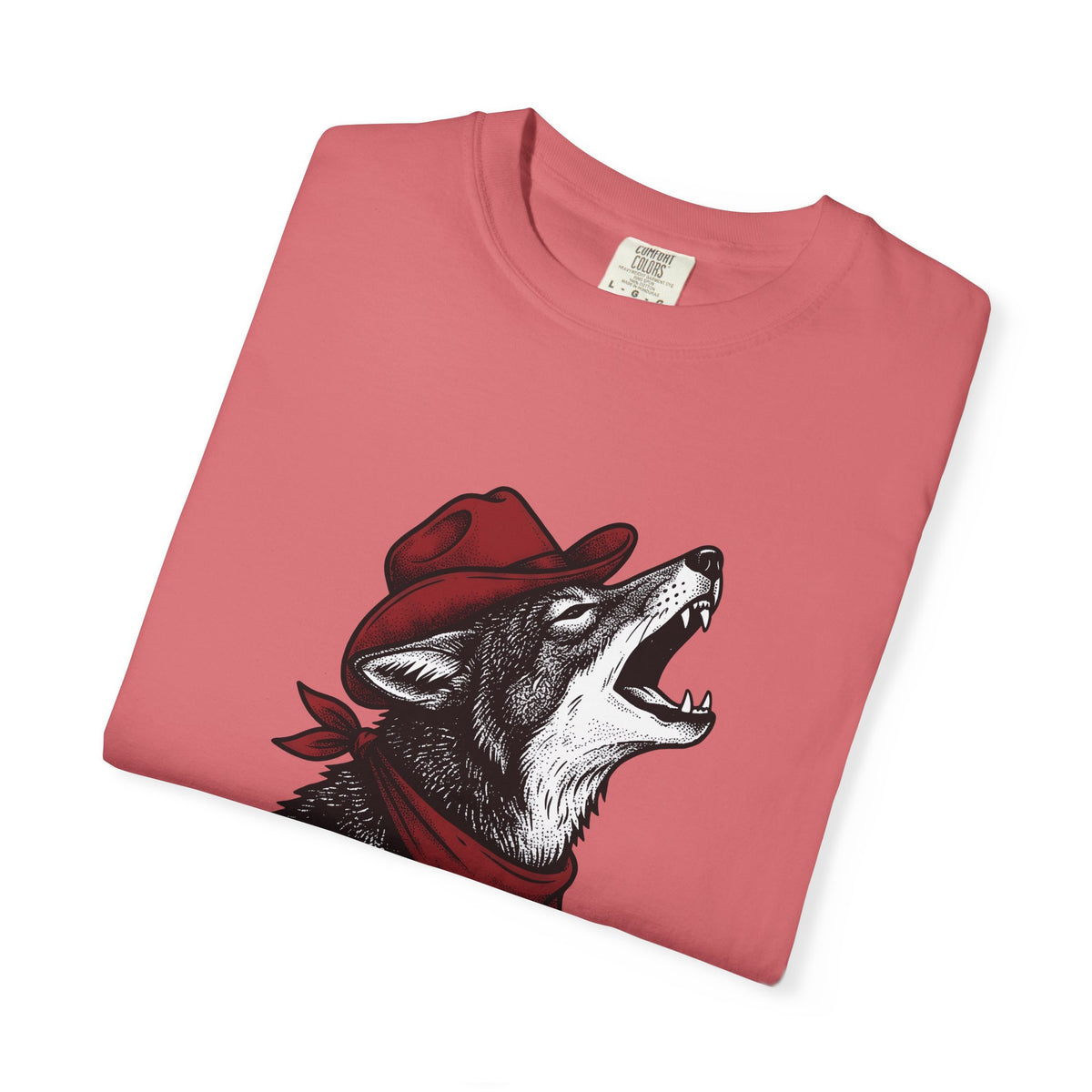 Cowboy Wolf T-Shirt Cowgirl Western Gift Women Vintage T-Shirt Werewolf T-Shirt Cowboy Fan Retro T-Shirt Rodeo Graphic Hand Drawn Bandana T-Shirt