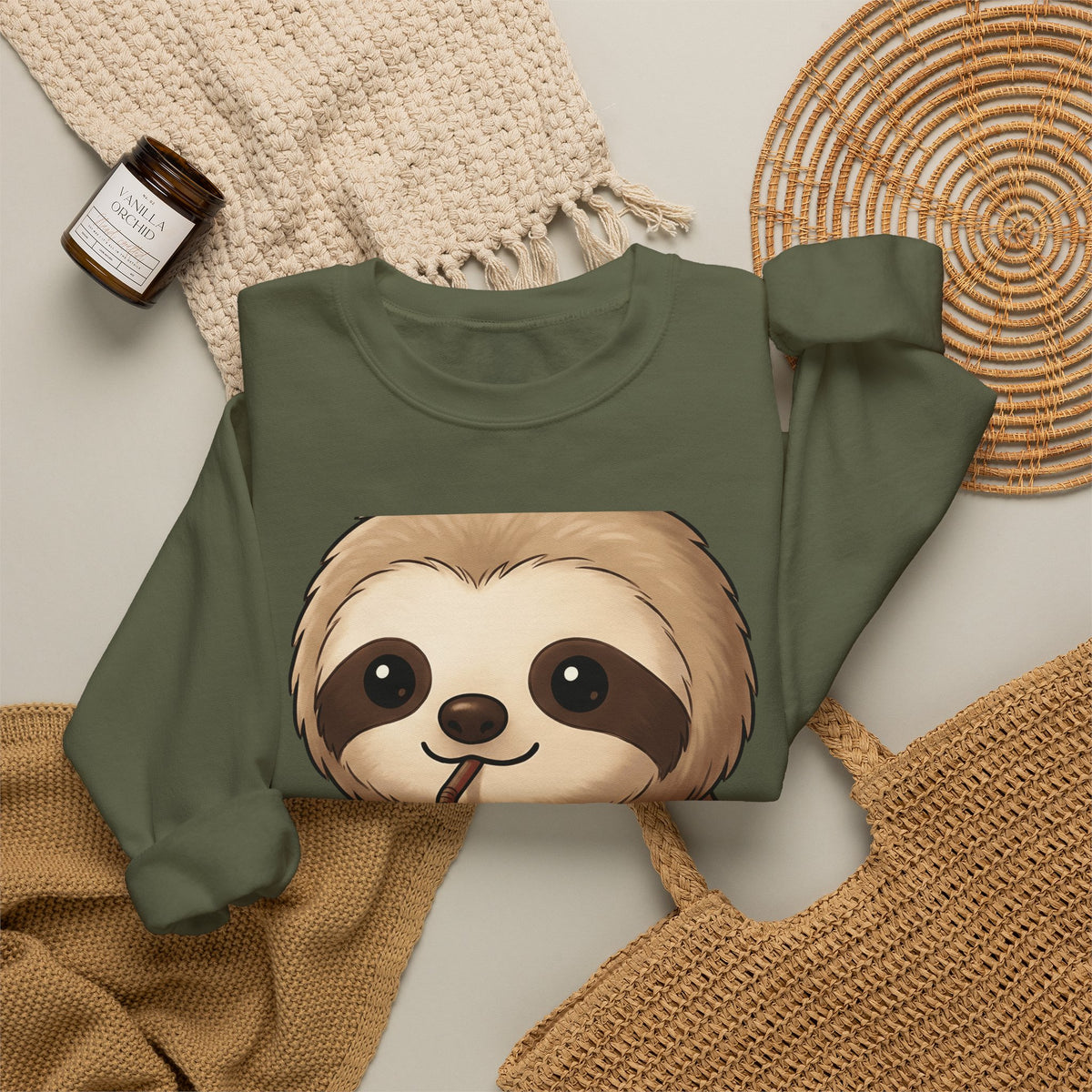 Sloth Java Sweatshirt Coffee Creature Gift Women Playful Sweatshirt Java Sweatshirt Coffee Fan Cute Sweatshirt Animal Graphic Sketch Cup Sweatshirt