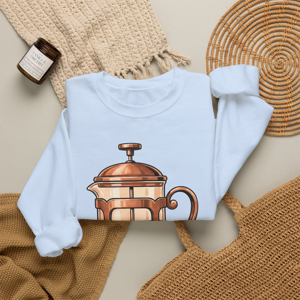 French Press Sweatshirt Coffee Bakeware Gift Women Line Art Sweatshirt Cafetiere Sweatshirt Coffee Fan Baking Graphic Sweatshirt Watercolor Coffee Sweatshirt