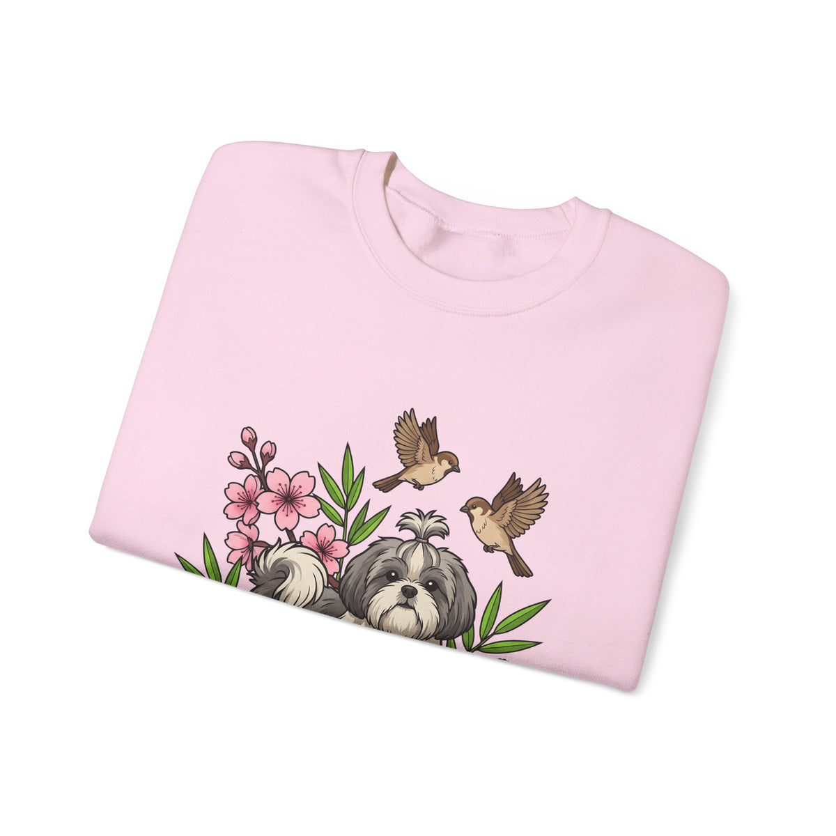Shih Tzu Puppy Sweatshirt Dog Botanical Gift Women Cute Sweatshirt Puppy Sweatshirt Dog Fan Pup Sweatshirt Floral Graphic Sketch Sakura Flowers Sweatshirt